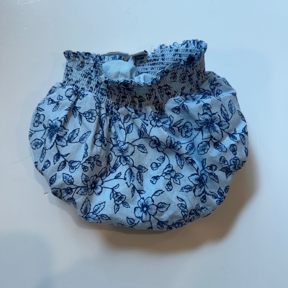 Janie and Jack Baby Girls Blue Floral Smocked Bloomer Diaper Cover 6-12 Months